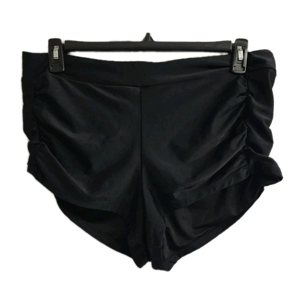 NEW Aqua Couture Halter Tankini Top Black Pink Floral‎ & Black Curvy Bottoms